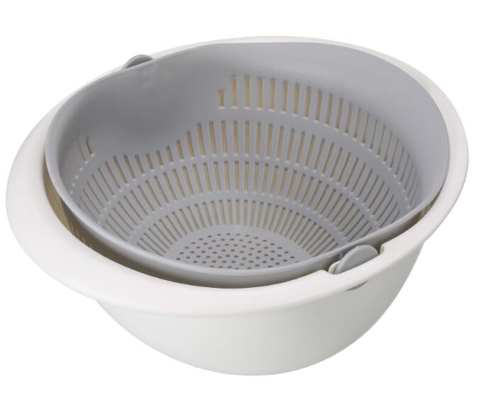 2 In 1 Multi-function Kitchen Colander, Double-layer Rotating Drain Basin