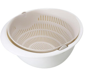 2 In 1 Multi-function Kitchen Colander, Double-layer Rotating Drain Basin