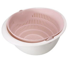 2 In 1 Multi-function Kitchen Colander, Double-layer Rotating Drain Basin