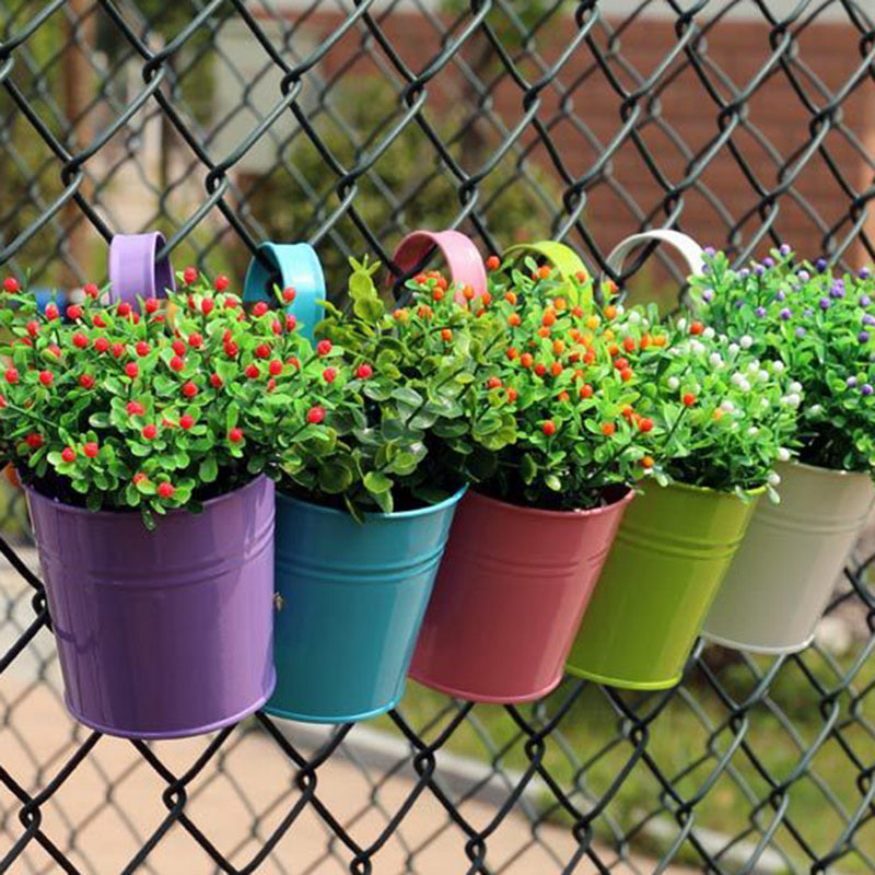 Metal Wall Hanging Iron Planter for Garden Fence Balcony