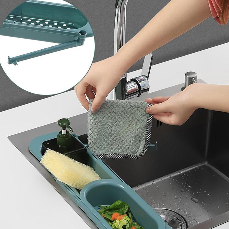 Adjustable Sinks Drainer Rack Storage Basket Kitchen Accessories