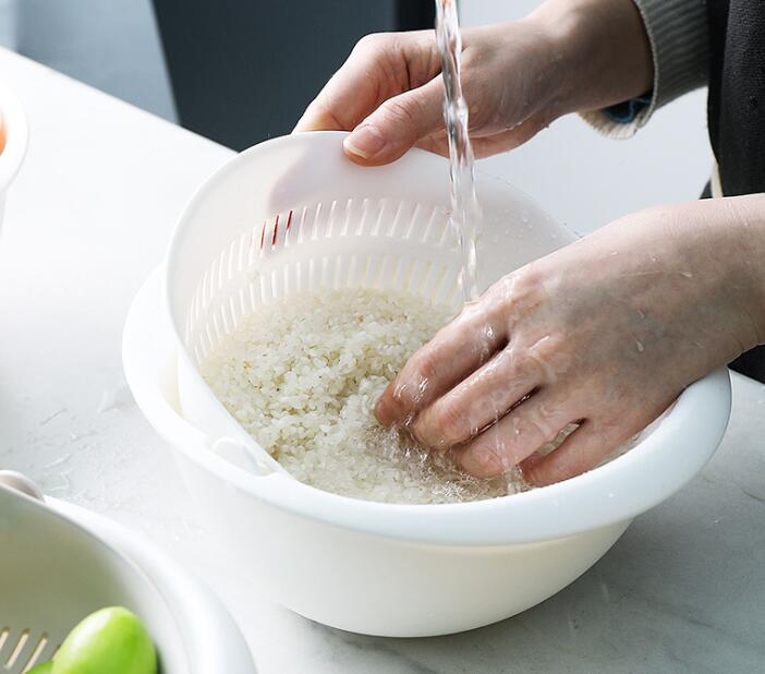 2 In 1 Multi-function Kitchen Colander, Double-layer Rotating Drain Basin