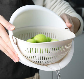 2 In 1 Multi-function Kitchen Colander, Double-layer Rotating Drain Basin