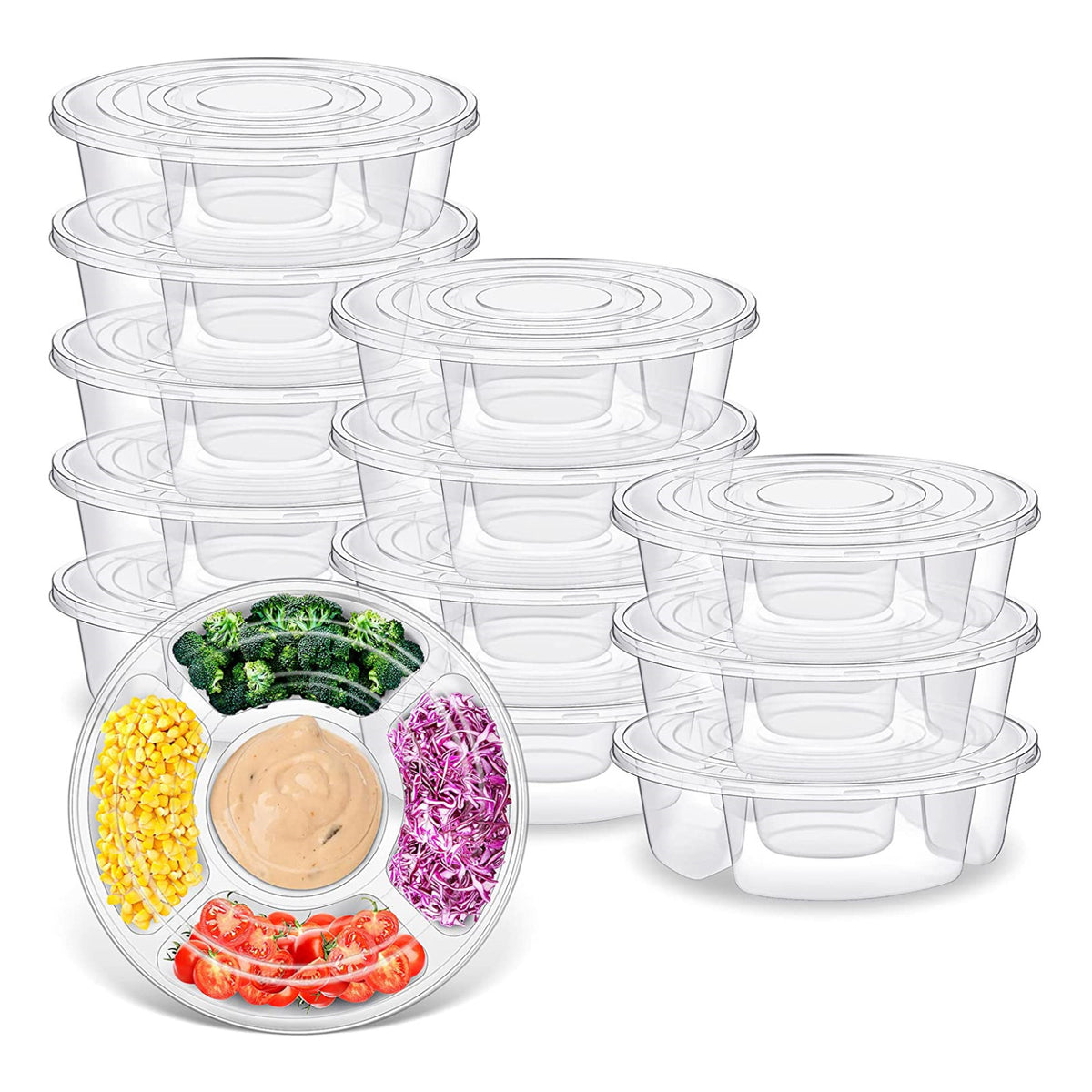 12 Pcs Round Appetizer Serving Trays With Lids