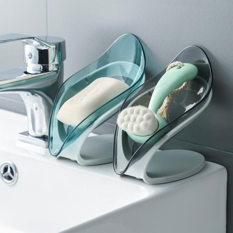 Bathroom Soap Holder - Leaf Shape Non-slip Drain Soap Storage Case