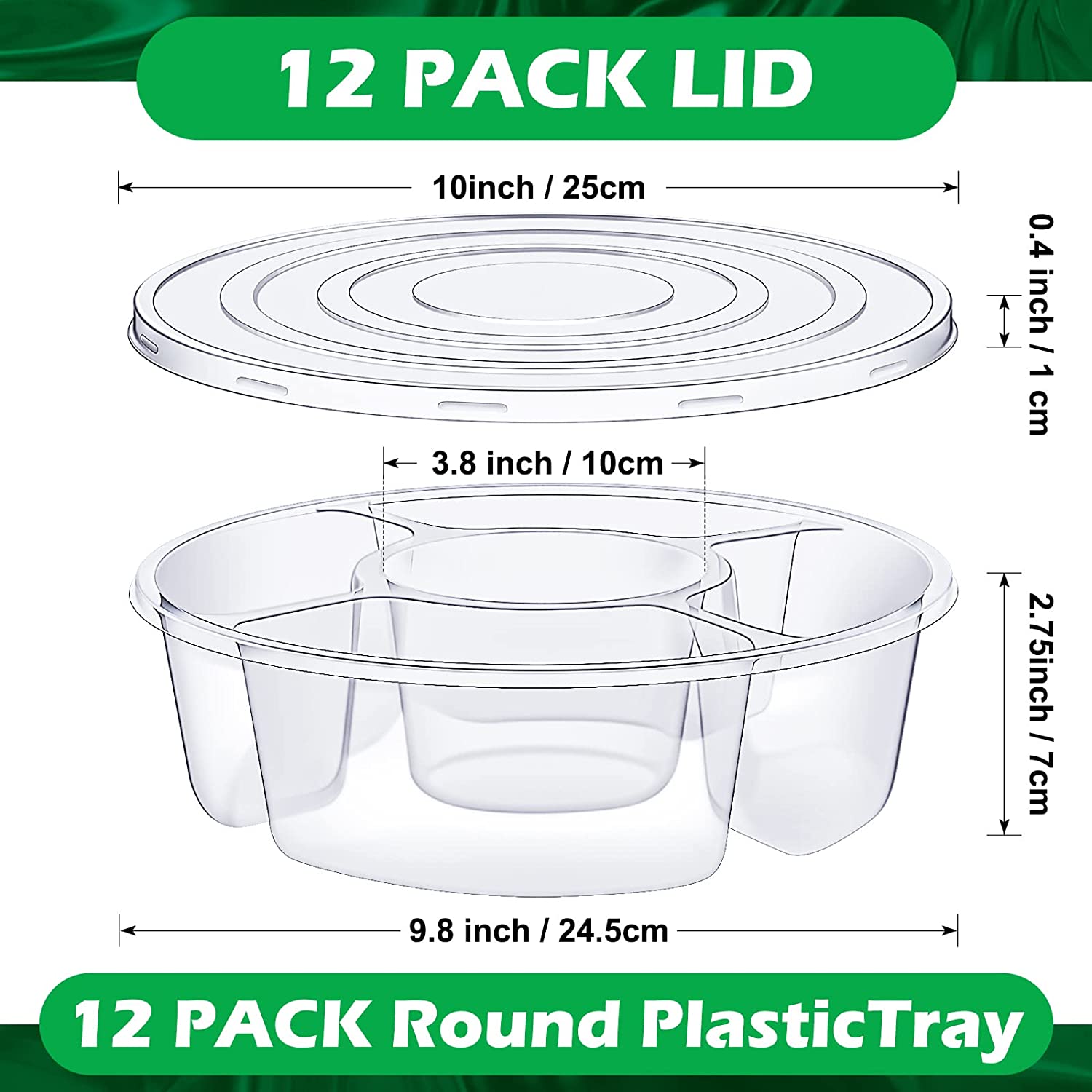 12 Pcs Round Appetizer Serving Trays With Lids