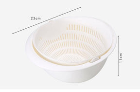 2 In 1 Multi-function Kitchen Colander, Double-layer Rotating Drain Basin