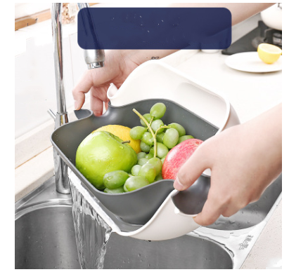 Double Drain Washing Basket Bowl and Kitchen Strainer