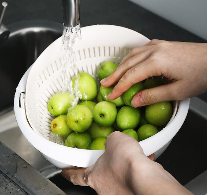 2 In 1 Multi-function Kitchen Colander, Double-layer Rotating Drain Basin