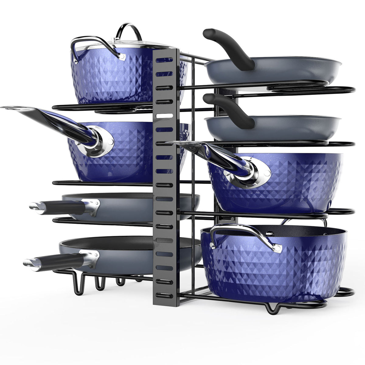 Adjustable Kitchen Organization And Storage For Pots And Pans - 8 Tier Pot Rack