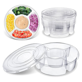 12 Pcs Round Appetizer Serving Trays With Lids