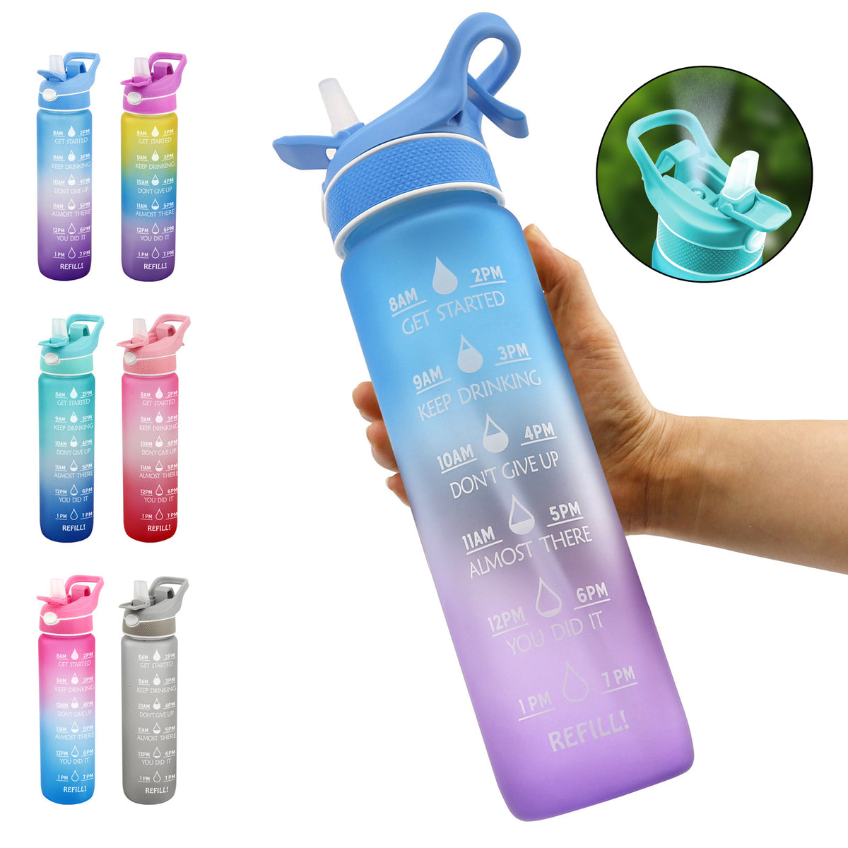 33oz Plastic Spray Water Bottle