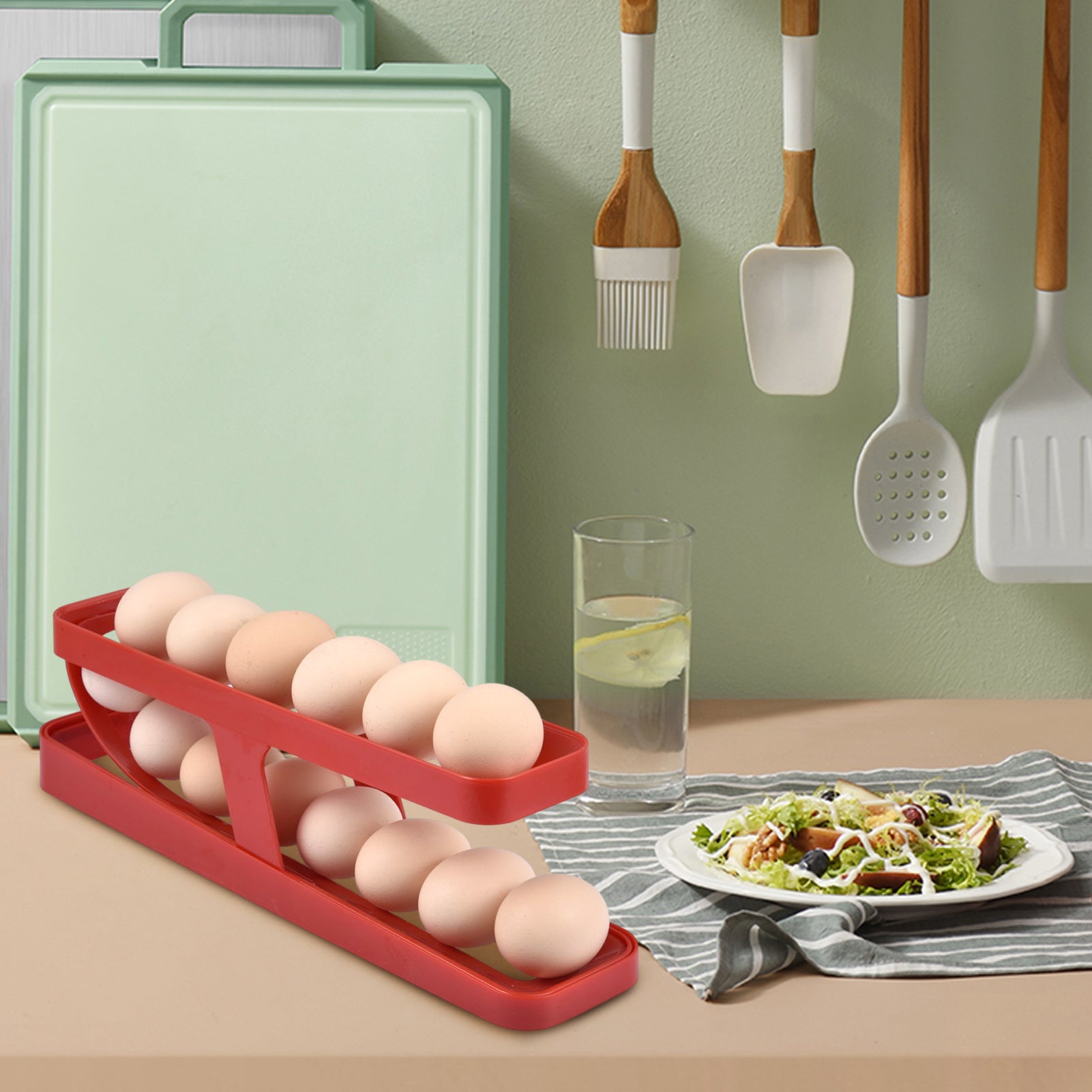 Automatic Scrolling Egg Rack Holder Storage Box