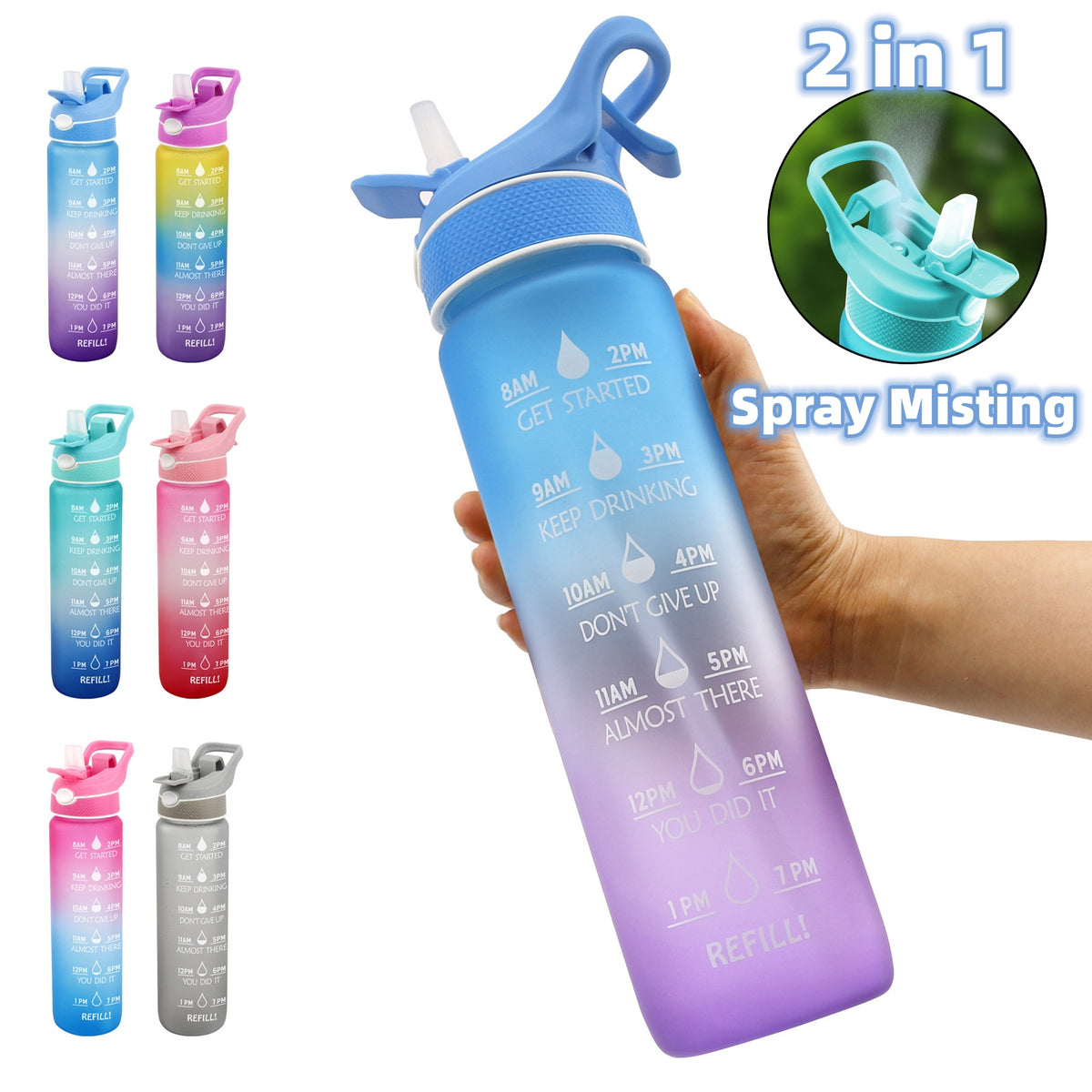 33oz Plastic Spray Water Bottle